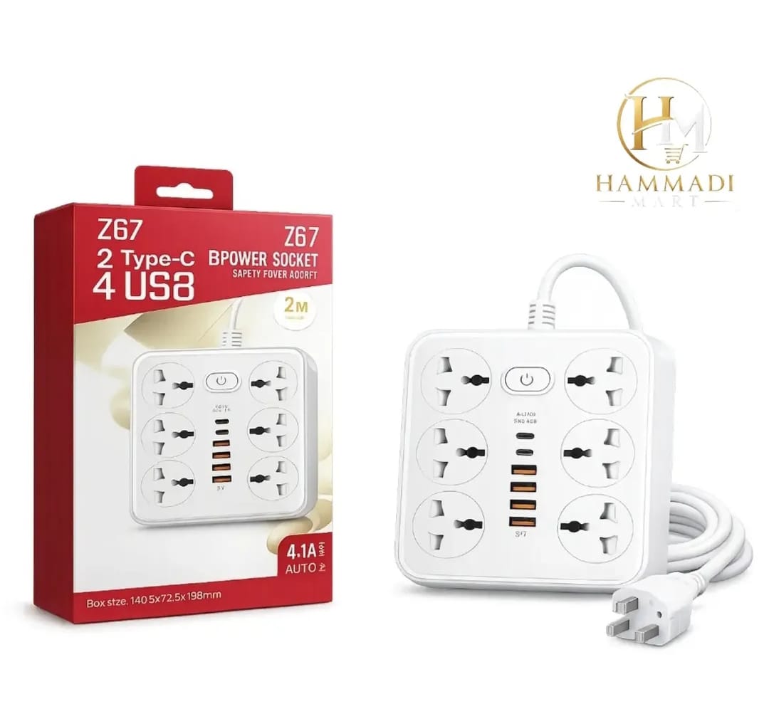 Z67 Multi-Port Power Socket with USB & Type-C Fast Charging